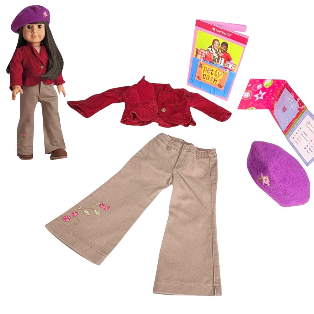 American Girl Photographer Outfit Doll Pants Jacket Hat Petty Cash Book Charm